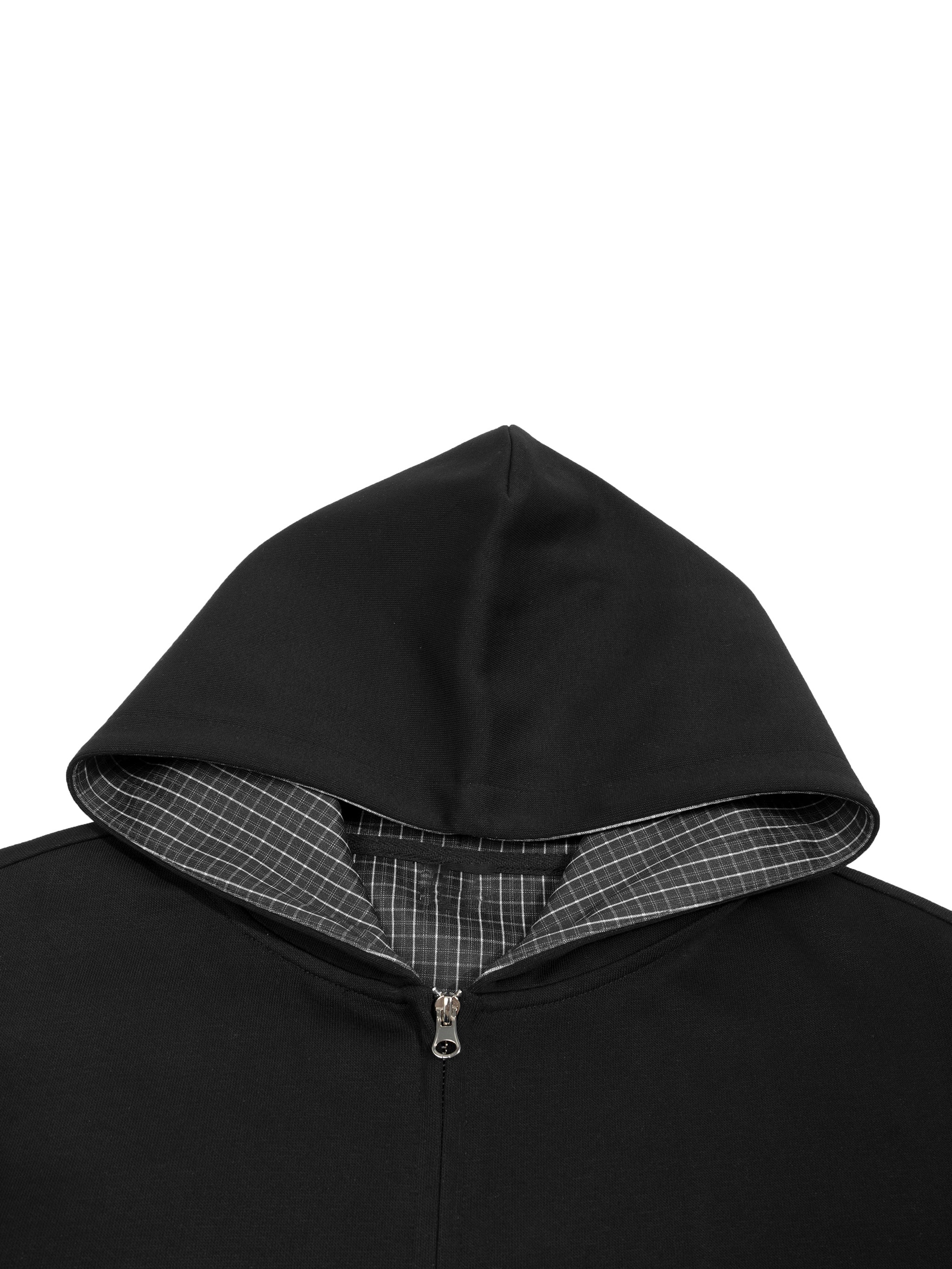 MODE. Plaid Zip-Up Hoodie Black/Grey
